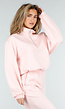 Lichtroze Sweater met Halve Rits en Elastische Boorden