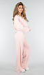 Lichtroze Sweater met Halve Rits en Elastische Boorden