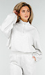 Grijze Sweater met Halve Rits en Elastische Boorden