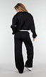 Zwarte Sweater met Halve Rits en Elastische Boorden