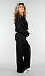 Zwarte Sweater met Halve Rits en Elastische Boorden