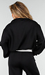 Zwarte Sweater met Halve Rits en Elastische Boorden