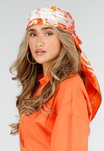 Oranje Bandana Sjaal met Paisley Print