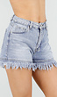 Lichtblauwe Denim Short met Rafelzoom en High Waist