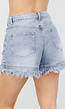 Lichtblauwe Denim Short met Rafelzoom en High Waist