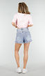 Lichtblauwe Denim Short met Rafelzoom en High Waist