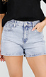 Lichtblauwe Denim Short met High Waist en Stretch