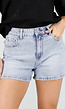 Lichtblauwe Denim Short met High Waist en Stretch