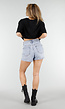 Lichtblauwe Denim Short met High Waist en Stretch