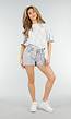 Grijze Denim Shorts met Omgeslagen Zoom en High Waist