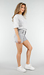 Grijze Denim Shorts met Omgeslagen Zoom en High Waist
