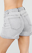 Grijze Denim Shorts met Omgeslagen Zoom en High Waist