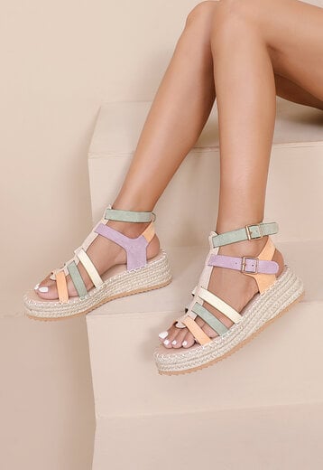 Pastel Suède Multikleur Espadrille Sandalen