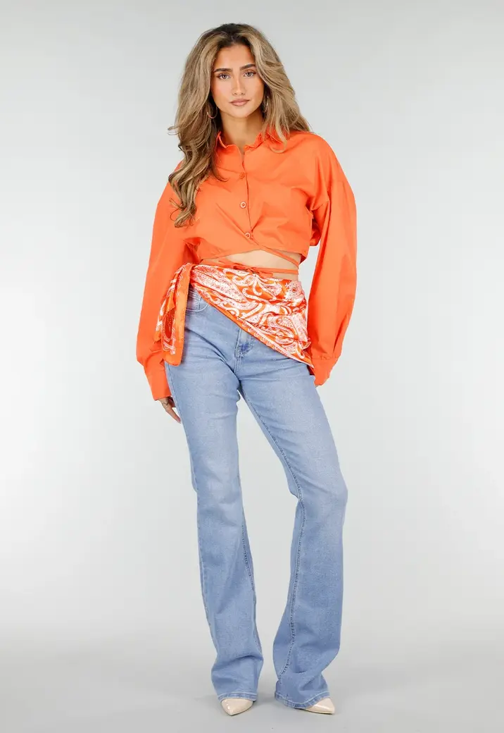 Oranje Blouse met Strap Details