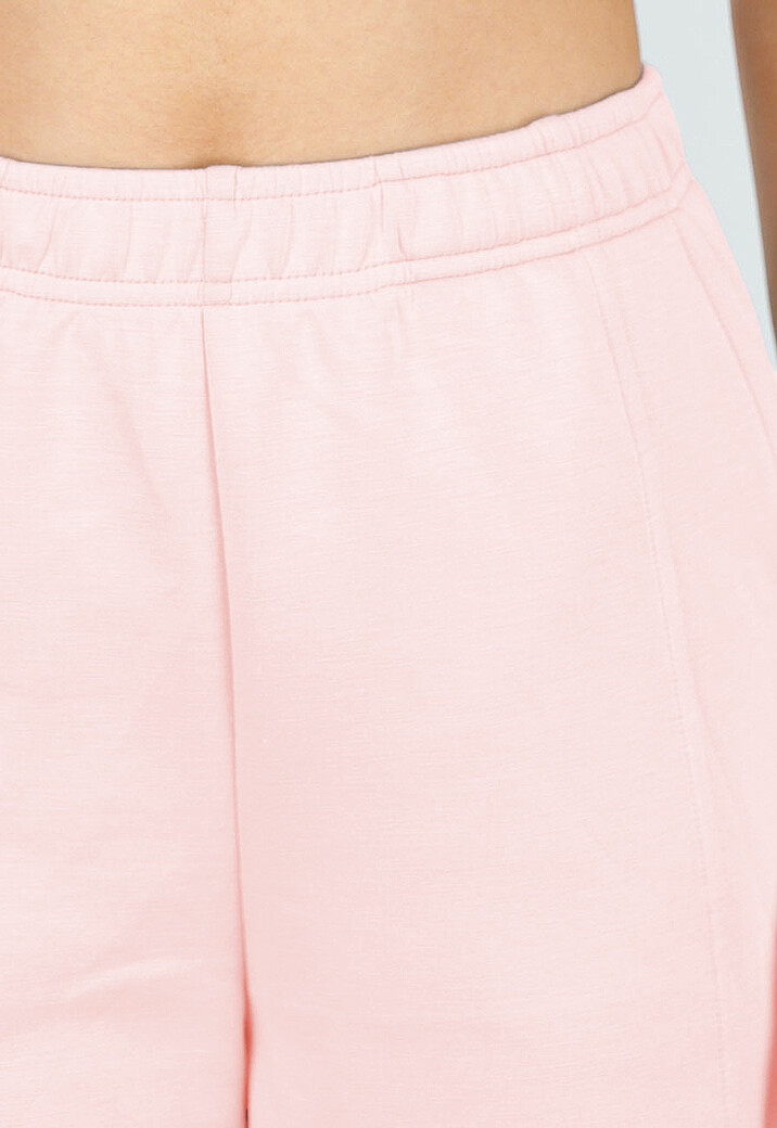 Lichtroze Wide Leg Joggingbroek met Elastische Taille en Stretch