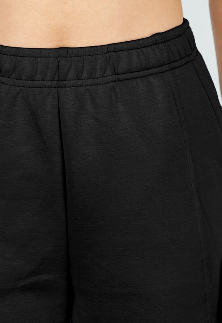 Zwarte Wide Leg Joggingbroek met Elastische Taille en Stretch