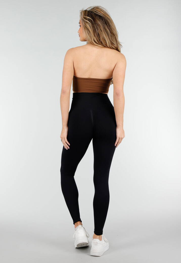 Bruine Wrap Halter Crop Top met Open Rug en Push Up Pads