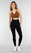 Bruine Wrap Halter Crop Top met Open Rug en Push Up Pads