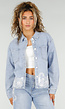 Lichtblauwe Denim Blouse met Kant