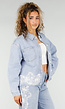 Lichtblauwe Denim Blouse met Kant en Knopen