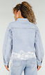 Lichtblauwe Denim Blouse met Kant en Knopen
