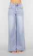 Lichtblauwe Denim Wide Leg Jeans met Hoge Taille
