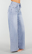 Lichtblauwe Denim Wide Leg Jeans met Hoge Taille