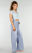 Lichtblauwe Denim Wide Leg Jeans met Hoge Taille