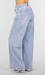 Lichtblauwe Denim Wide Leg Jeans met Hoge Taille