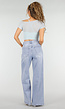 Lichtblauwe Denim Wide Leg Jeans met Hoge Taille