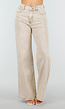 Beige Denim High Waist Wide Leg Jeans met Gewassen Look