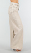 Beige Denim High Waist Wide Leg Jeans met Gewassen Look