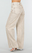 Beige Denim High Waist Wide Leg Jeans met Gewassen Look