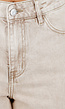 Beige Denim High Waist Wide Leg Jeans met Gewassen Look