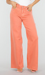 Oranje Denim Wide Leg Jeans met Hoge Taille en Stretch