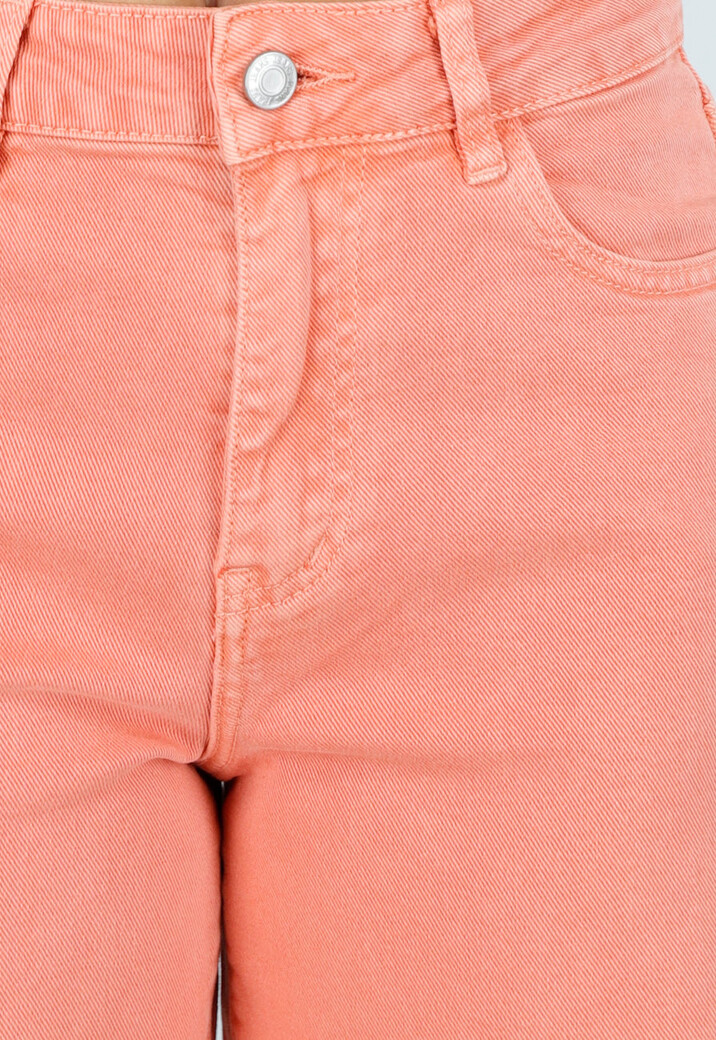 Oranje Denim Wide Leg Jeans met Hoge Taille en Stretch