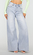 Lichtblauwe Extra Wide Leg Jeans met High Waist en Stretch