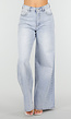 Lichtblauwe Extra Wide Leg Jeans met High Waist en Stretch