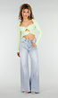 Lichtblauwe Extra Wide Leg Jeans met High Waist en Stretch