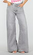 Grijze Extra Wide Leg Jeans met Hoge Taille en Rechte Pijpen