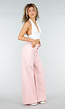 Lichtroze Extra Wide Leg Jeans met Hoge Taille en Rechte Pijpen
