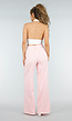 Lichtroze Extra Wide Leg Jeans met Hoge Taille en Rechte Pijpen