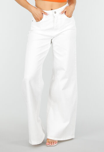 Witte Wide Leg Jeans met Hoge Taille