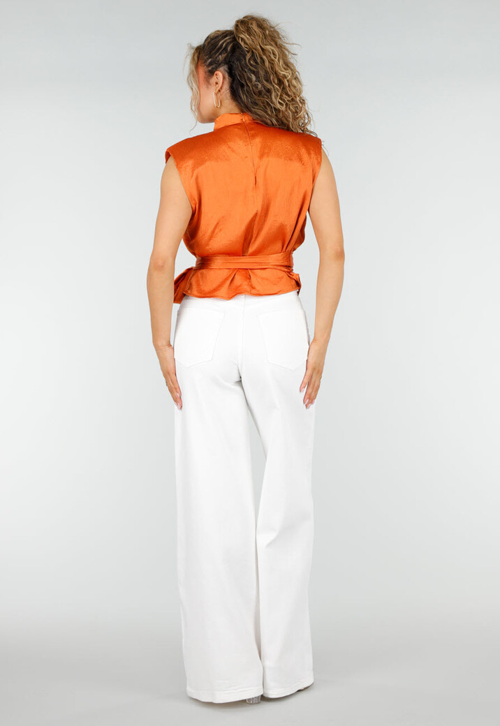 Witte Denim Extra Wide Leg Jeans met Hoge Taille en Stretch