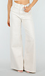 Beige Extra Wide Leg Jeans met Hoge Taille en Stretch