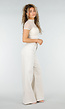 Beige Extra Wide Leg Jeans met Hoge Taille en Stretch