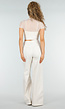 Beige Extra Wide Leg Jeans met Hoge Taille en Stretch