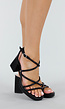 Zwarte Strappy Sandalen met Blokhak