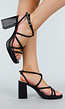 Zwarte Strappy Sandalen met Blokhak en Enkelbandje