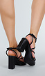 Zwarte Strappy Sandalen met Blokhak en Enkelbandje